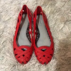 Melissa + Jason Wu Red Jelly Flats Size 5